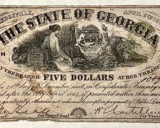 1800s Currency, State of Georgia