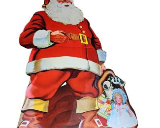 Vintage ~5FT Cardboard Santa Claus Folding Store Display Full Color