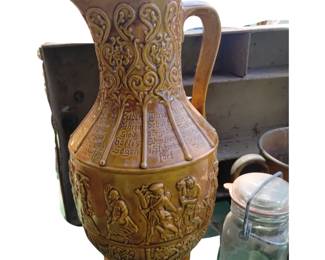 Atlantic Mold Vintage German Gerz Pitcher Solid Copper Pot Metal Tray