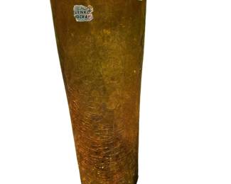 MCM Blenko Jonquil Gold Yellow Crackle Glass Hurricane Chimney Candle Shade