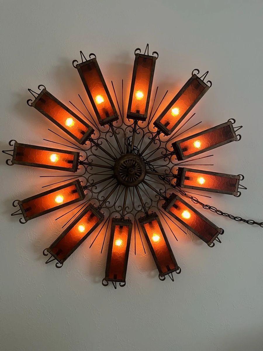 Retro Gothic Spanish Revival swag lamp