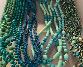 Loads of necklaces, bracelets, earrings