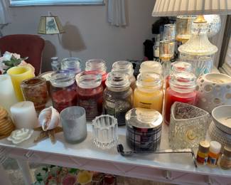 Yankee candles and holders
