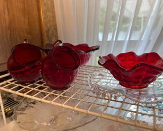 Red vintage glassware