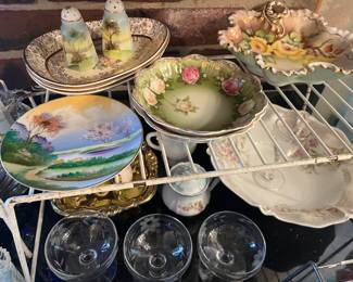Hand painted china signed by Monroe artist, Mae Boltz