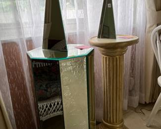 Mirrored and ceramic plant stands
