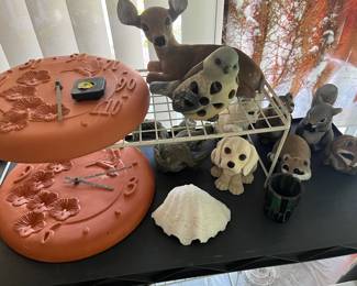 Terra cotta clock and thermometer