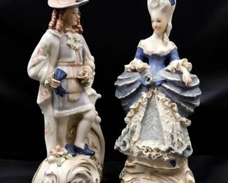 A Pair Of Vintage CORDEY Porcelain Male & Female Figurines