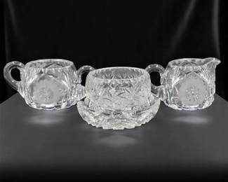 American Brilliant Period ABP Cut Glass Cups & Serving Trays, 4 Pieces