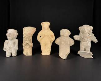 Lot Of 5 Pre-Columbian Pottery Figural Effigy Sculptures