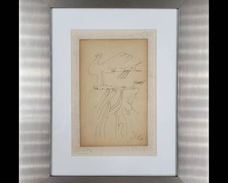 French Cuban-Wifredo Oscar de la Concepcion Lam 1902-1982 Ink On Paper Signed & Dated