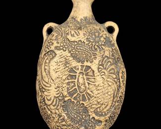 A Vintage Pottery Flask Circa 1973, Signed "CA"