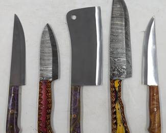 5Pc Hand Made Damascus Steel Kitchen Knives