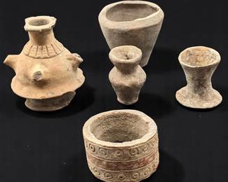 Lot Of 5 Pre-Columbian Ceramic / Terra Cotta Vessels