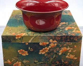 Chinese Oxblood Glazed Bowl With Xuande Mark And Decorative Box