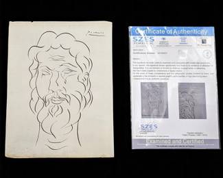 Pablo Picasso (Spanish, 1881-1973) Ink On Laid Paper Portrait Drawing With COA And Provenance