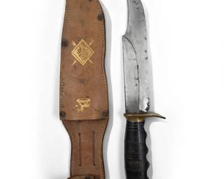 Vintage ROMO Italy Bowie Knife With Leather Sheath