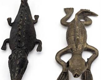 Pair Of African Ashanti Brass Reptilian Counterweights Used For Weighing Gold