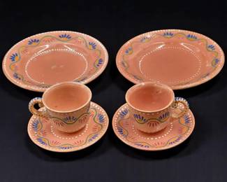 QUIMPER Faience Henriot Hand Painted French Pottery Set, 6 Pieces