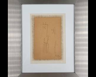 French Cuban-Wifredo Oscar de la Concepcion Lam 1902-1982 Ink On Paper Signed & Dated