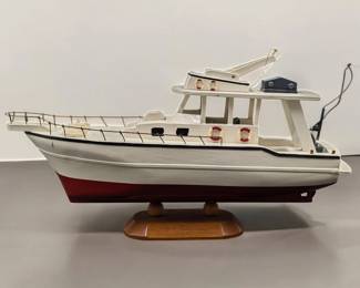 A Fine Vintage Hand Painted Modern Yacht Wooden Model