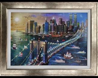 Chen Alexander Hand Signed Giclee On Canvas "Brooklyn Bridge" AP 40/75 With COA