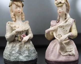 Pair Of Vintage CORDEY American Porcelain Ladies