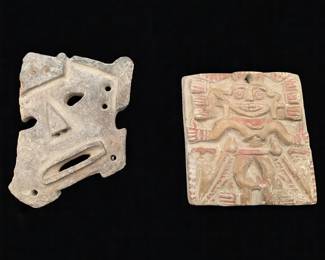 Pair Of Carved Pre-Columbian Wall Pieces, One Seems Newer
