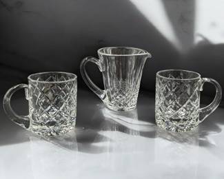 Vintage Waterford Crystal Water Pitcher And A Pair Of Brierley Cut Glass Beer Mugs