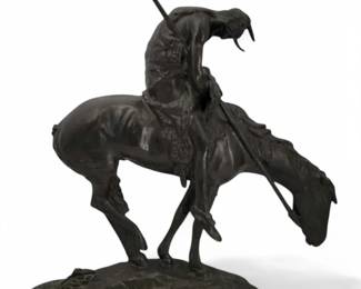 A Very Large Bronze Sculpture, American James Earle Fraser (1876-1953) Bronze "END OF TRAIL"