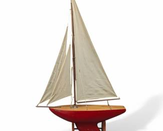 Vintage Solid Model Pond Yacht, Possibly A Star Yacht SY-3, "Sea Vixen", With Stand