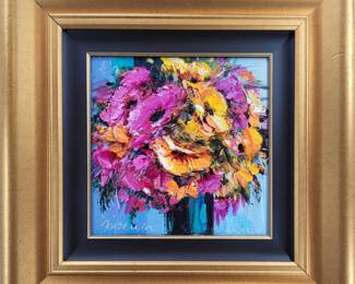 Michael Milkin Signed Acrylic On Canvas "Delightful Boquet" With COA