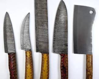 5Pc Hand Made Damascus Steel Kitchen Knives