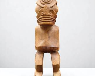 A Finely Carved Wooden Oceanic Tiki Sculpture