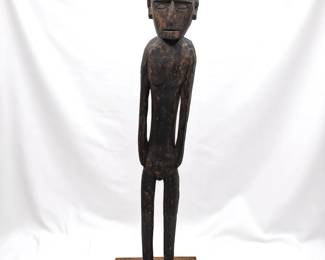 Tall African Tribal Carved Wood Female Standing Figure