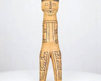 A Wood Carved & Painted South American Doll, Possibly Shipibo Or Karaja