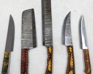 5Pc Hand Made Damascus Steel Kitchen Knives