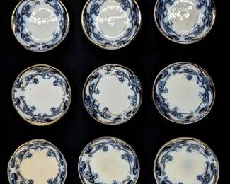 Lot Of 9 English Royal Staffordshire Pottery Iris Pattern Butter Pats