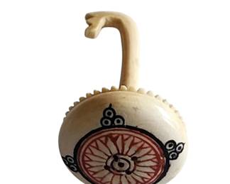Antique Thing ( HAHA ) Carved And Polychrome Maybe A Button Or Earpick