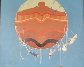 (1984 - 1992) Unsigned Acrylic On Board Dreamcatcher Painting
