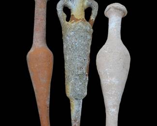 Lot Of 3 Ancient Roman / Greek Terra Cotta Amphora