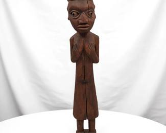 Nigerian Tribal Carved Wood Female Figure