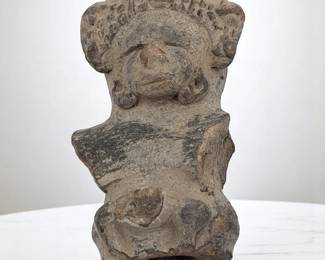 Large Pre-Columbian Hollow Pottery Effigy, Possibly Aztec Or Mayan