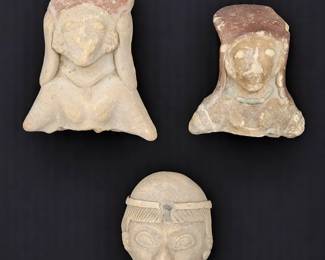 Lot Of 3 Pre-Columbian Pottery/Terracotta Bust Sculptures