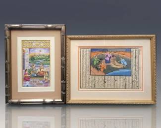 Pair Of Indian School Watercolor And Gouache Paintings