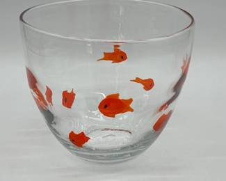 Gold fish art glass bowl