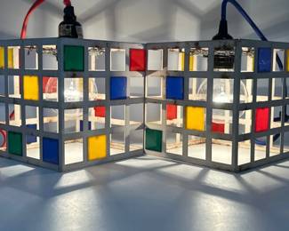 Pair of vintage Mondrian inspired pendant lights sold 2x the money