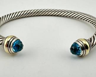 David Yurman 14kt, sterling blue topaz cuff