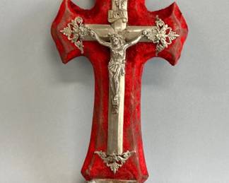 French crucifix holy water font