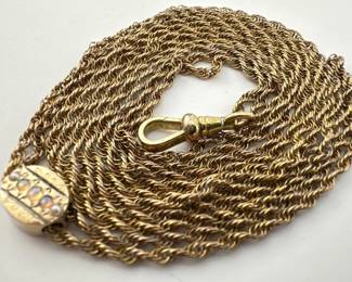 Gold Filled watch chain with pearl, opal slider